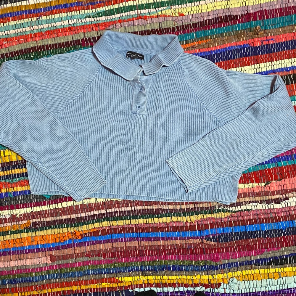 Kendall & Kylie Light Blue Cowl Neck Sweater